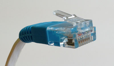 an Ethernet cable connector
