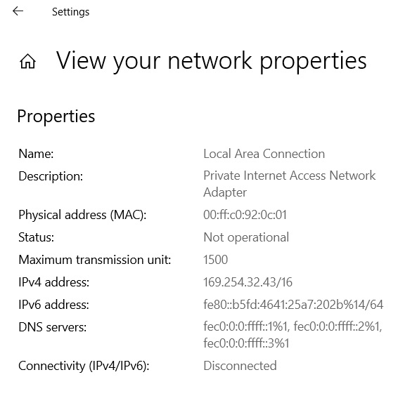 internal IP address in Windows