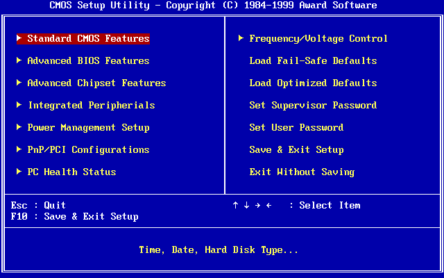 BIOS screen