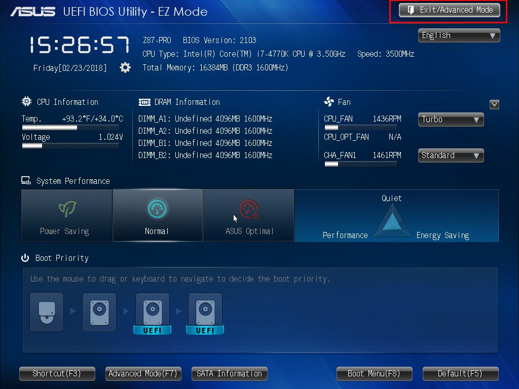 UEFI screen